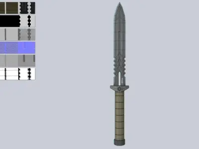 Tactical knife Low-poly 3D model 4
