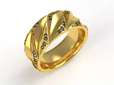 Round Diamond Mens Wedding Band 3D print model