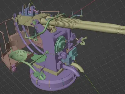 Twin 40 mm Bofors guns 3D model