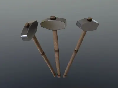 Hammer - Iron Low-poly 3D model