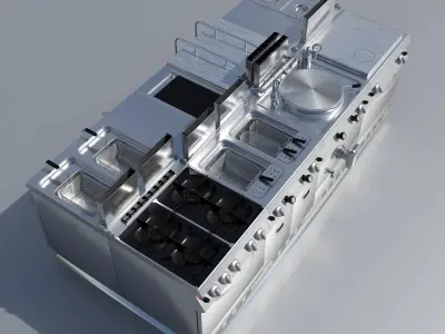 Modular kitchen equipment 3D model