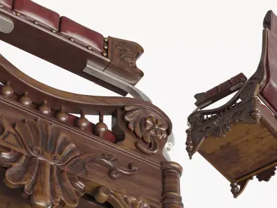 Vintage Steampunk Chair with Padded Leather 3D model