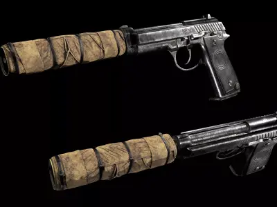 PRB92 Pistol WITH SUPPRESSOR Low-poly 3D model