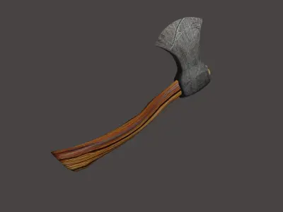 Old axe weapon low-poly game ready Low-poly 3D model
