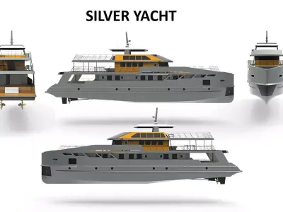 silver yacht 3D model