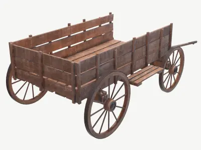 wooden cart 2 3D model purchase