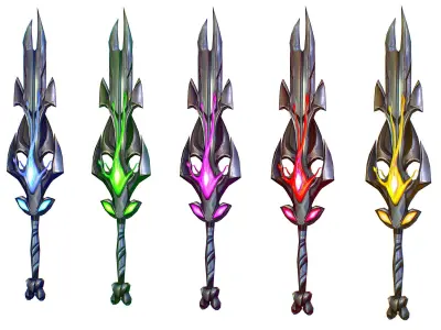 a set of cutting weapons Low-poly 3D model 3