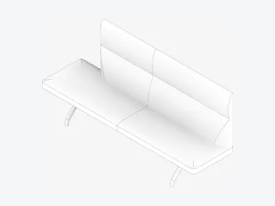 Seat - Bench - Worksmart - Backrest High Open End Low-poly 3D model