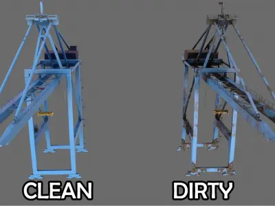 PBR Quayside Container Crane Version 1 - Blue Light Low-poly 3D model