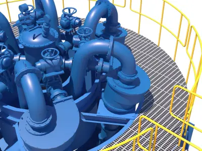 hidrociclones water treatment plant with stairs and ladders 3D model