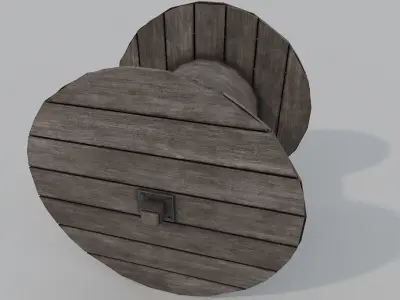 Wooden Cable Reel PBR  Low-poly 3D model