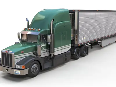 Peterbilt 377 refrigerated trailer Low-poly 3D model
