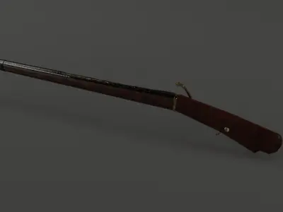 Japanese matchlock rifle Low-poly 3D model