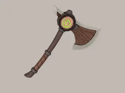 Wooden axe Low-poly 3D model 2