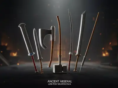 Ancient Melee Weapon Pack Low Poly Game Ready Low-poly 3D model