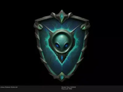Low Poly Stylized Alien Armor Emblem Shield Low-poly 3D model
