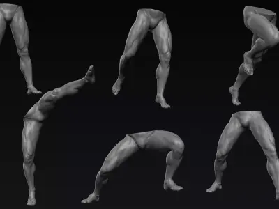 Male Legs 6 Poses 3D model