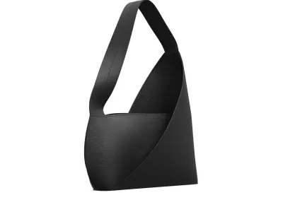 Black Leather Hobo Bag 3D model