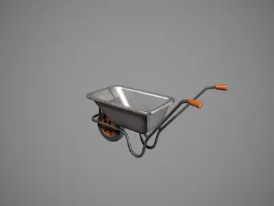 Metal - Orange Wheelbarrow Low-poly 3D model