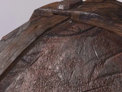 Shield Lowpoly made of wood and metal Low-poly 3D model