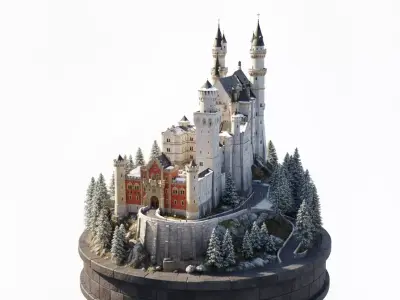 Castle Fortress Rocky Landscape 3D print model