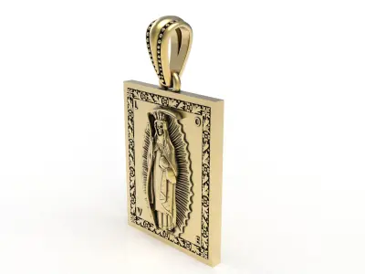 Santa Muerte Square Plated Pendant 3D print model