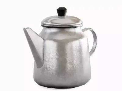 Old Enamel Teapot Set Low-poly 3D model