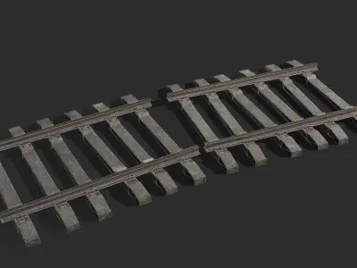 Rails railroad tracks Low-poly 3D model