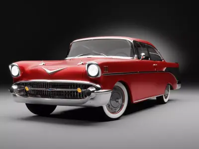 Rigged 1957 Chevy Chevrolet Bel Air 3D Model 3D model