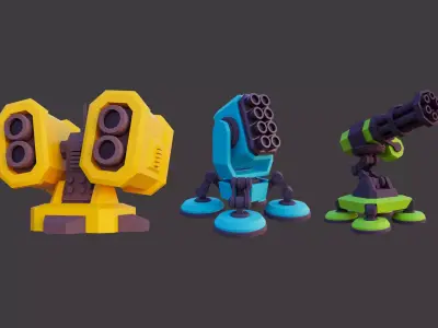 Low Poly Turret 3D model