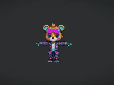 cyberpunk Bear   3D Character Model 3D model