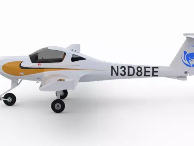 Aircraft Diamond DA20 Golden Low-poly 3D model