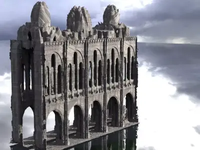 Gothic pillars halls Victorian Christmas Theme 5 3D model