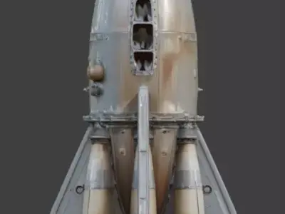 Realistic Retro Sci-Fi Rocket 3D Model Low-poly 3D model