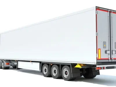 Semi Truck with Refrigerator Trailer 3D model
