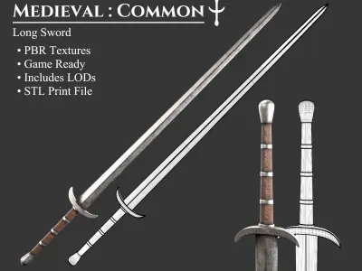 Medieval Collection Weapons Long Swords 3D Model Pack