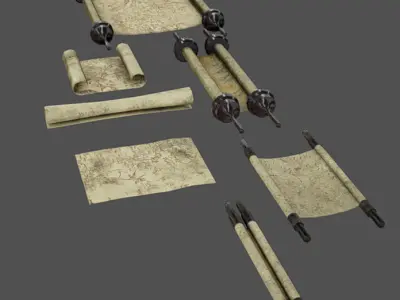 Scrolls Low-poly 3D model