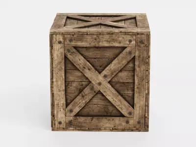 Wooden Crate V6 - Weathered Storage Box 3D model