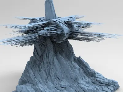 Spaceship cliff base 4  3D model