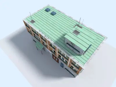 Building with roof Low-poly 3D model