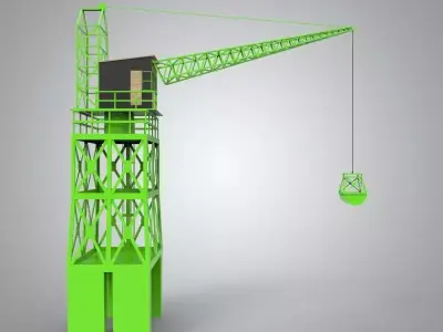 Industrial and port crane Low-poly 3D model