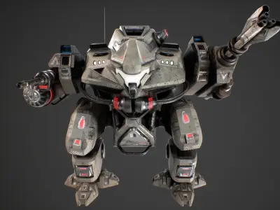 Low Poly Robot Rhino  Low-poly 3D model