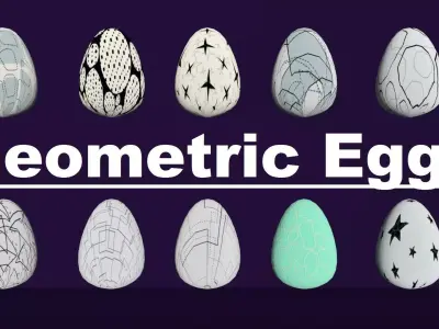 Geometric Eggs Pack Collect Monster Hatching Theme dragon Low-poly 3D model
