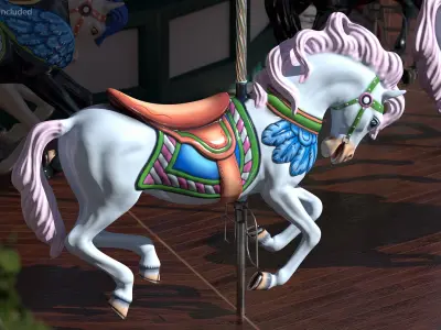 Carousel Galloping Horse Blush 3D model
