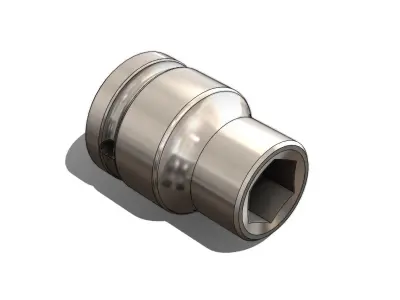 Soquete Curto 10 mm x 3-8 pol Short Socket 3D model