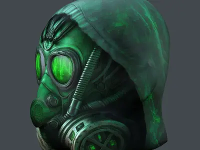 Gas mask helmet 3d model military combat fantasy cyborg Low-poly 3D model