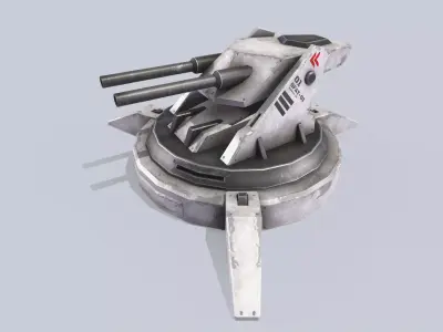 Scifi advance turret Low-poly 3D model