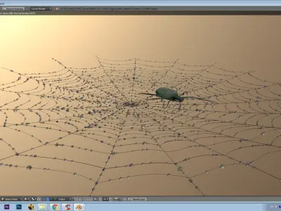 Spiderweb with water droplets animated dynamic Low-poly 3D model
