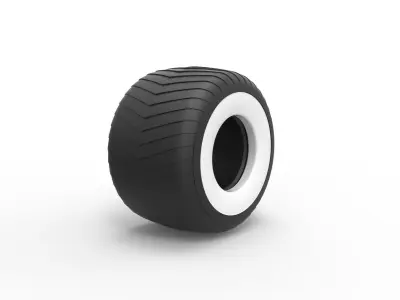 Monster Jam Whitewall tire Scale 1 to 25 3D print model