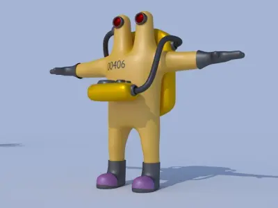 Low-Poly Monsters INC CDA agent alien monster 3D rigged model  Low-poly 3D model